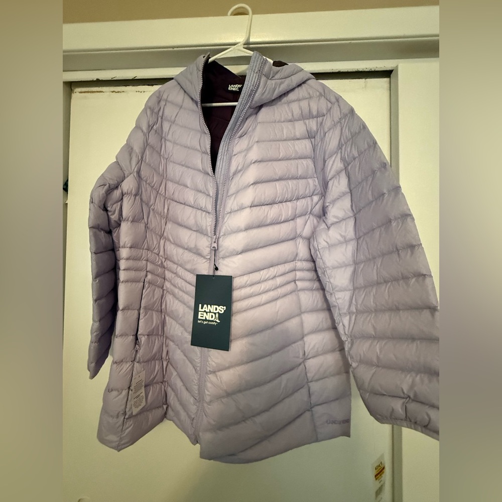 Lands' End Women's Lavender Puffer Jacket 1x